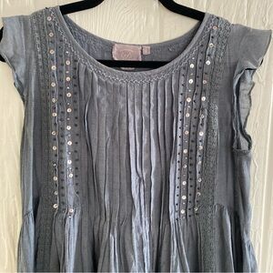 Anthropology Vanessa Virginia Elegant Gray Women's Dress Sequin & Lace M boho
